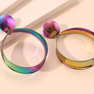 COPY - Beautiful Holographic circle earrings